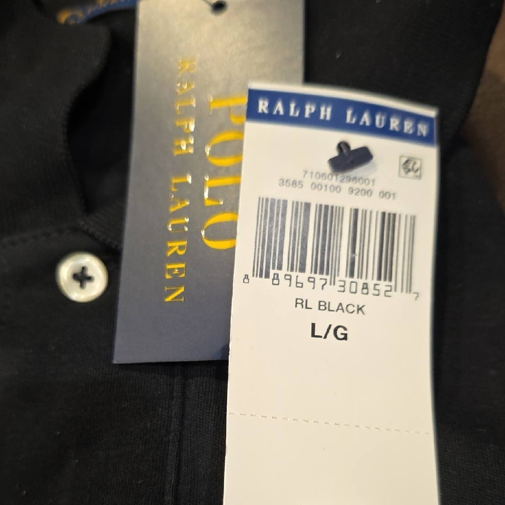 Ralph Lauren Black Men’s Polo with Signature Pony NEW Large - Picture 2 of 2